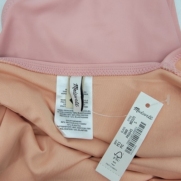 Madewell New One Piece Petal Pink Swimsuit Women's Small Square Back Minimalist - Picture 15 of 16